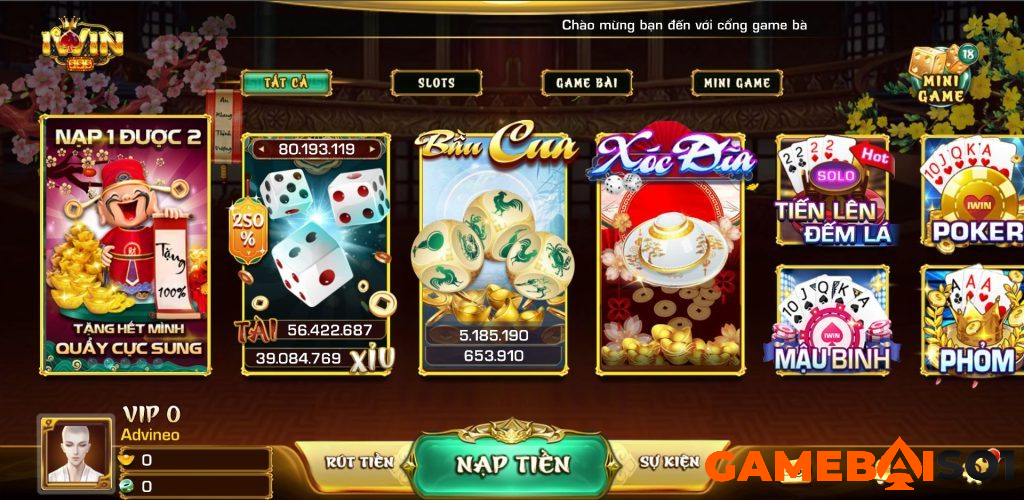 Mách bạn 2 cách tải Iwin Ios, Android cực kỳ đơn giản Giao diện trang chủ Iwin Club