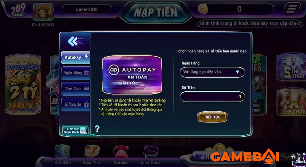 NẠP RÚT TIỀN 789 CLUB - CỔNG GAME 789 CLUB
