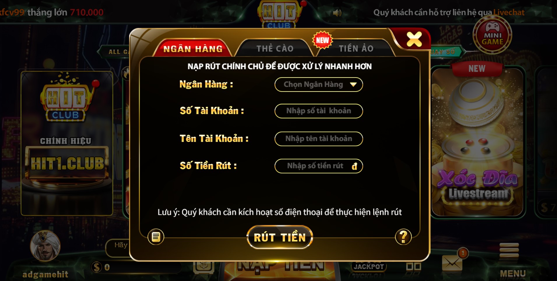 4 Bước Rút Tiền Hit Club Vô Cùng Đơn Giản Thuận Lợi rút tiền hit club