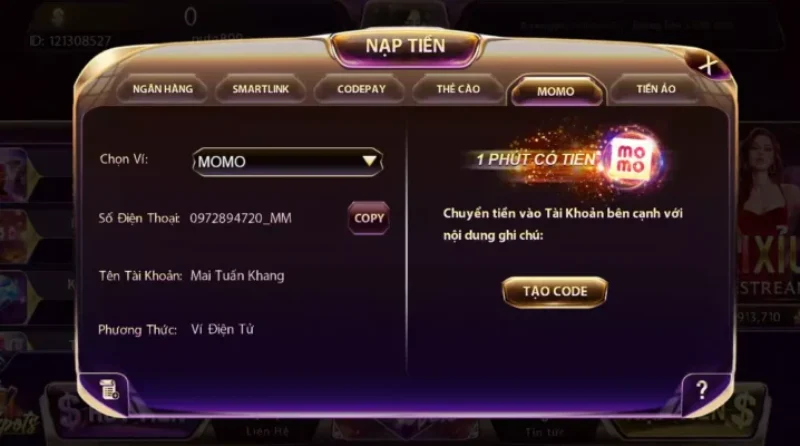 Nạp tiền Gemwin qua ví điện tử 